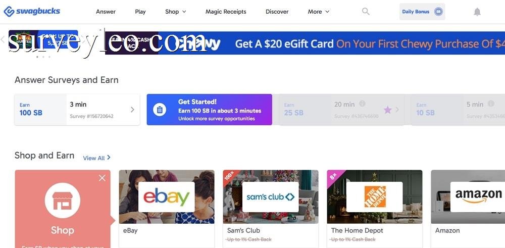 swagbucks dashboard